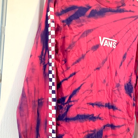 VANS tie dye checker long sleeve shirt skate top bmx hipster Streetwea unisex W - Picture 3 of 7